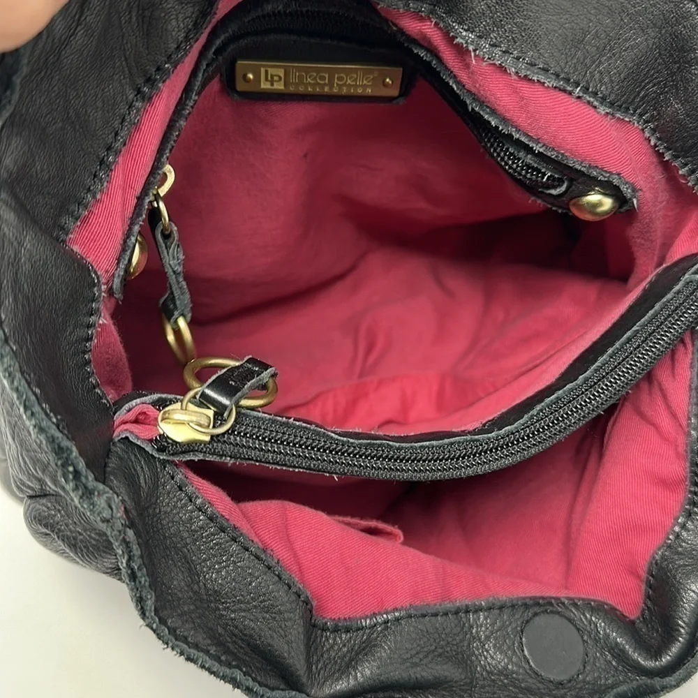 Linea Pelle Black Leather Tote Shoulder Bag Purse